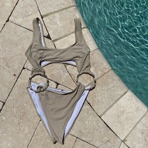 PRETTY LITTLE THING - Stone Bamboo Ring Cut Out Swimsuit, Size 6